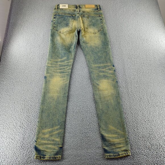 mnml X146 Stretch Denim Jeans Mens 28 Blue Distressed Slim Fit Stacked Skinny - Picture 13 of 16